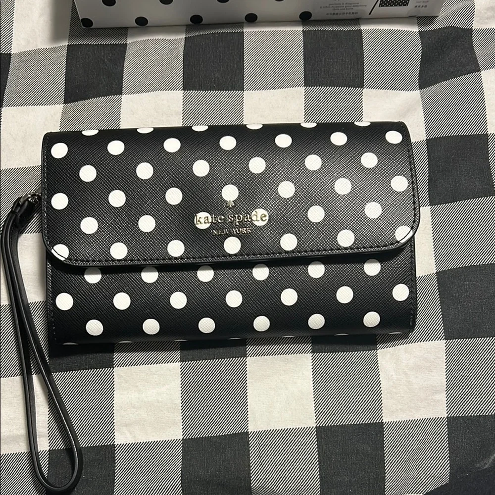 kate spade Black & White Polka Dot Wristlet Clutch